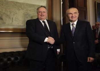 Nikos Kotsias and Ilir Meta in Athens this week.