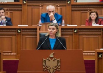 Federica Mogherini delivers speech in the Albanian Parliament in March