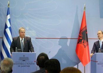 nikos kotzias and ditmir bushati in tirana
