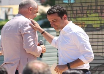 Tirana Mayor Erion Veliaj and Pm Edi Rama during a city presentation