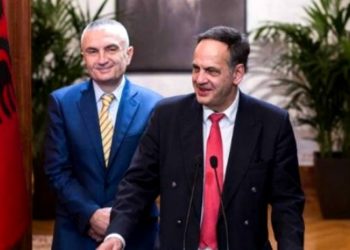 Knut Fleckenstein MEP at the Albanian Parliament with Speaker Ilir Meta