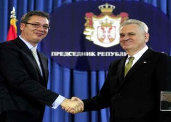 Tomislav Nikolic and Alexadar Vucic in Belgrade