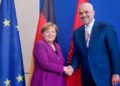 Albanian PM Edi Rama with German Chancellor Angela Merkel in Berlin